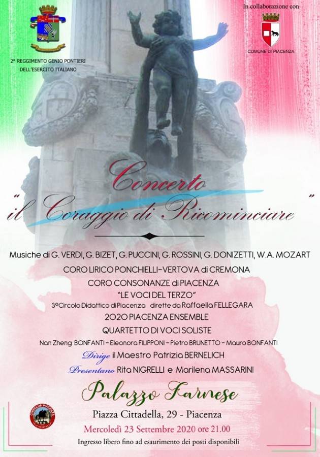 Piacenza Concerto Il Coraggio di Ricominciare – Palazzo Farnese 23 settembre 2020.