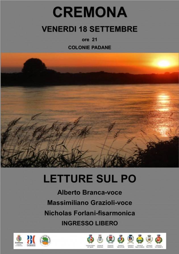 'Letture sul fiume' Brani e musica domani sera ore 21.00 alle Colone Padane