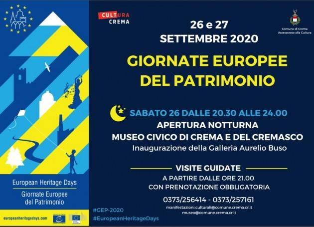 Crema Tornano Le giornate europee del patrimonio un ricco programma di appuntamenti Sabato 26 e domenica 27 settembre