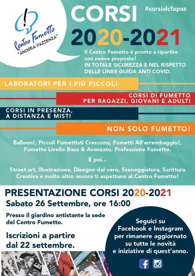 Cremona Ritornano i corsi del Centro Fumetto ‘Andrea Pazienza’!