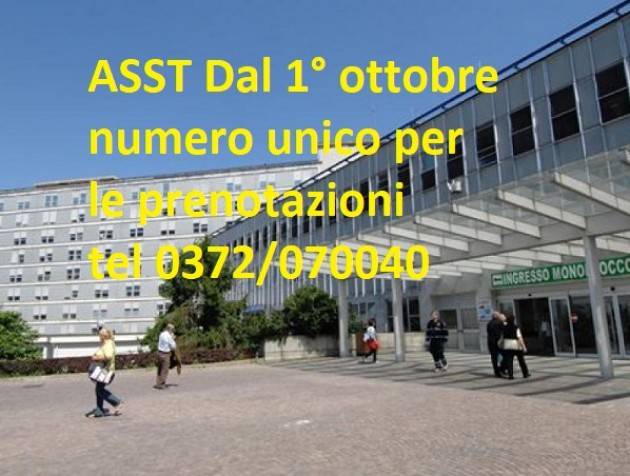 ASST DI CREMONA DAL 1 OTTOBRE  ATTIVO CENTRALINO UNICO tel. 0372 / 070040