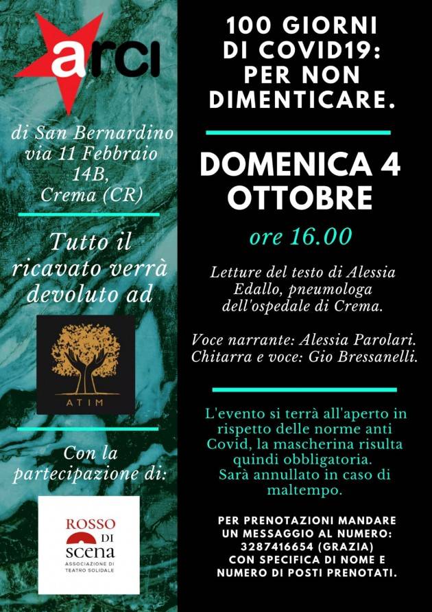 Crema Arci di San Bernardino  Presentazione libro Alessia Edallo  domenica 4 attobre ore 16