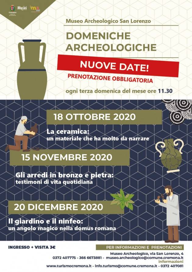 Cremona Domeniche archeologiche, domenica 18 ottobre riprendono le visite guidate