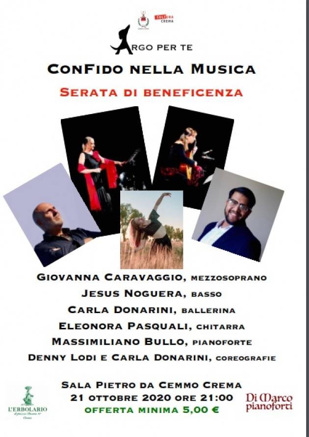 Crema Argo per te : ConFido nella Musica Serata di beneficenza il 21 ottobre 2020 ore 21:00