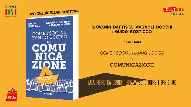 Incontro Rinviato per COVID Crema Rassegna I Giovedì della Biblioteca.. in Museo Giovanni Battista Magnoli Bocchi e Guido Bosticco il 29/10