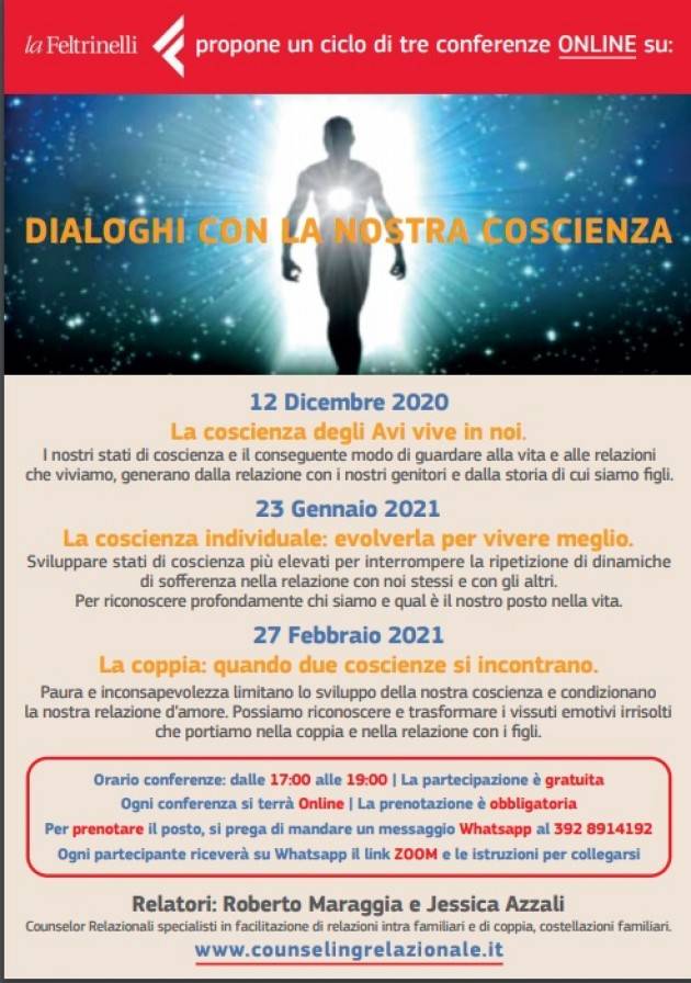 A Cremona il 12/12 DIALOGHI CON LA NOSTRA COSCIENZA