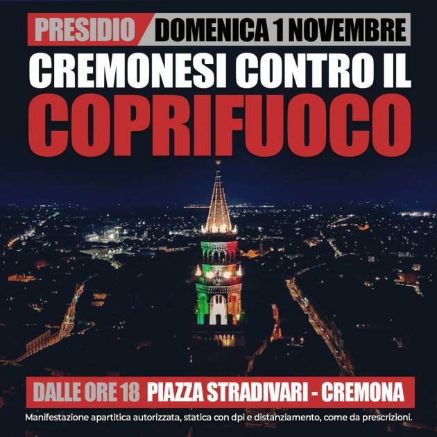 Cremona Nuovo Dpcm: prosegue domenica 1 novembre  la manifestazione in piazza Stradivari