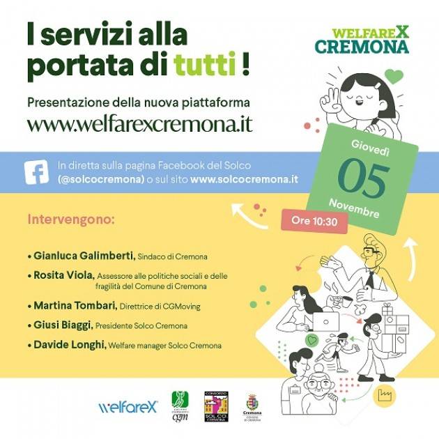 Solco Cremona presenta la nuova piattaforma on-line WelfareXcremona  Interverrà Galimberti