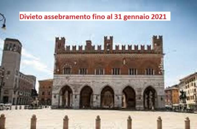 Piacenza Misure anti-assembramento negli spazi pubblici, l'ordinanza sindacale valida fino al 31 gennaio 2021