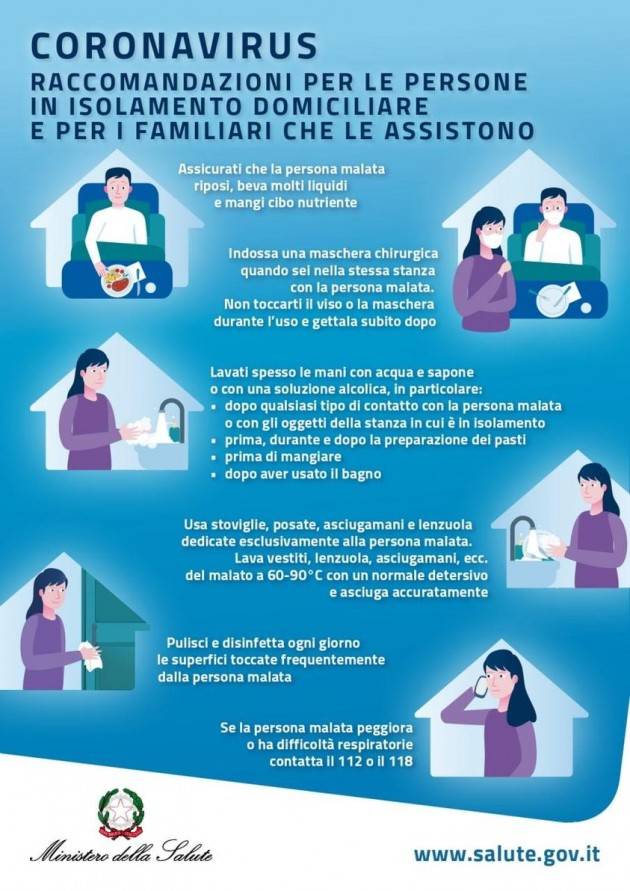ISOLAMENTO DOMICILIARE: LE RACCOMANDAZIONI DEL MINISTERO