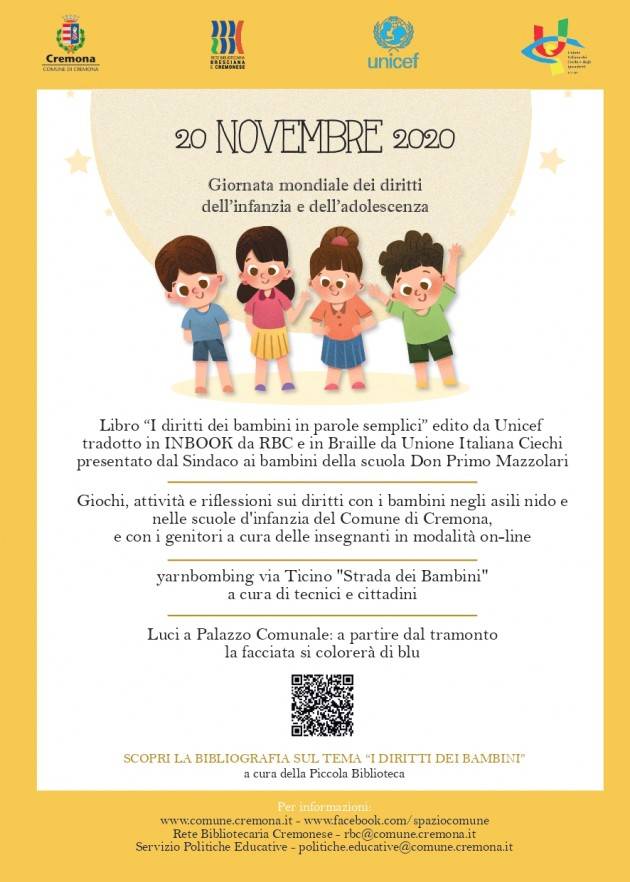 Cremona 20 Novembre Giornata internazionale per i diritti dell'infanzia e dell'adolescenza 