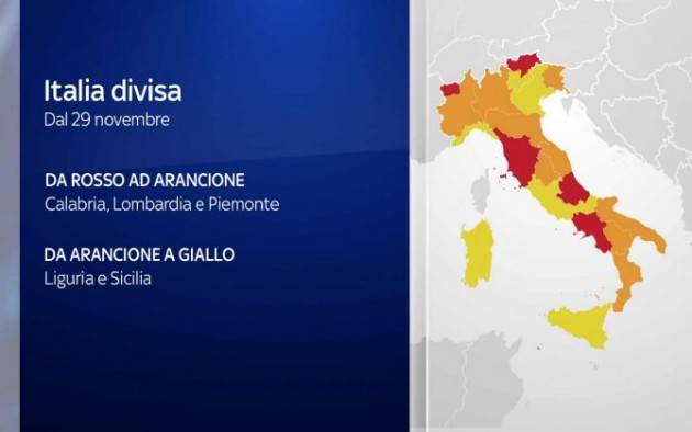 Lombardia, Piemonte, Calabria, Sicilia e Liguria cosa cambia dal 29 novembre