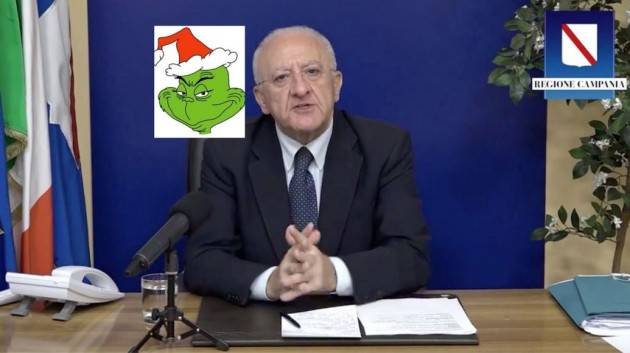 De Luca come il Grinch: ''Quest’anno Natale e Capodanno non esistono''