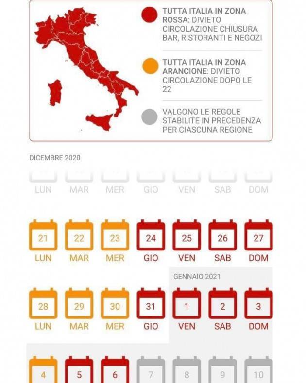 IN CHE ZONA SIAMO? ECCO IL CALENDARIO DELLE FESTIVITA' NATALE 2020