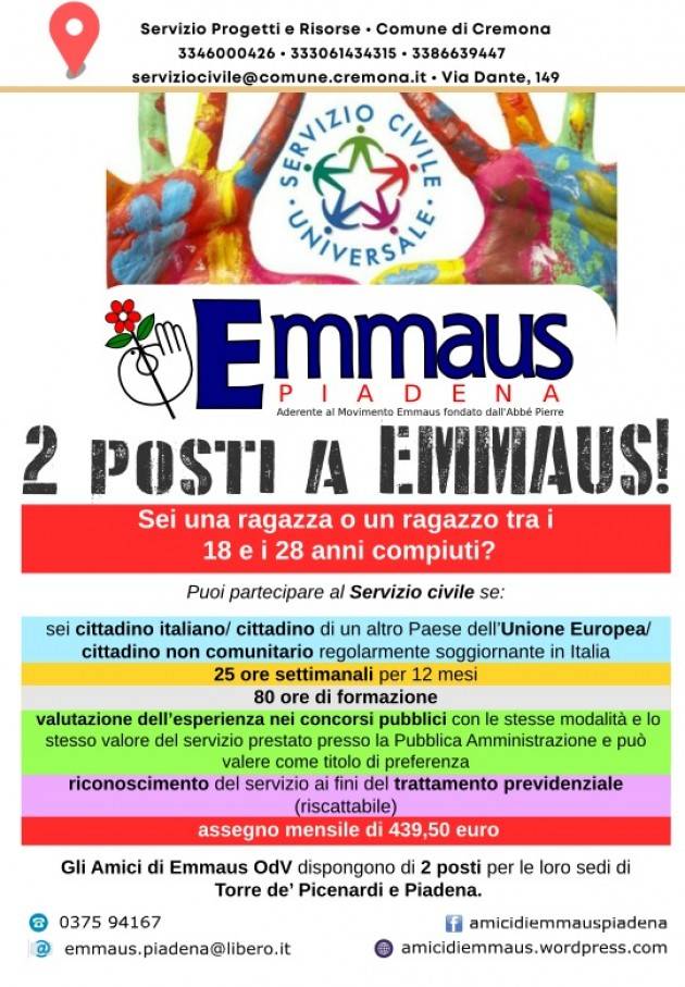 News EMMAUS Mercatini aperti durante le festività e ricerca volontari servizio civile