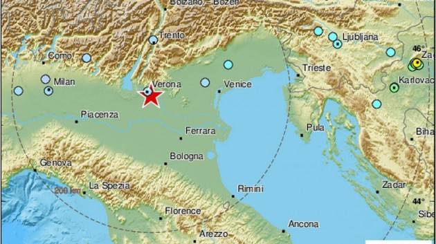 Terremoto di magnitudo 4.4 nel Veronese: la scossa avvertita in tutto il Nord