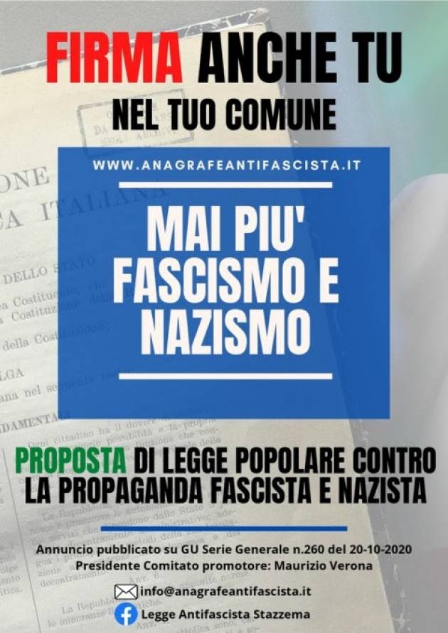 No alla propaganda fascista e nazista . Firma proposta legge |Simone Antonioli