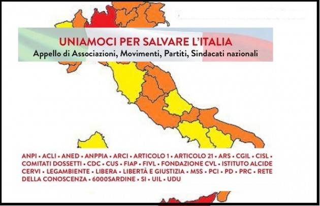 CRISI UNIAMOCI PER SALVARE L'ITALIA  Appello Associazioni, Partiti, Sindacati 