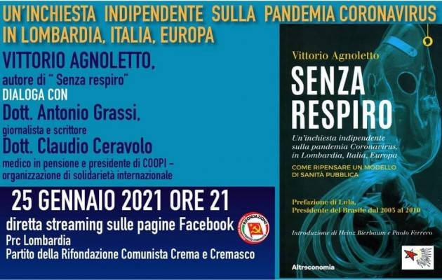 Crema 25 GENNAIO ORE 21:00 - PRESENTAZIONE DI ‘SENZA RESPIRO’