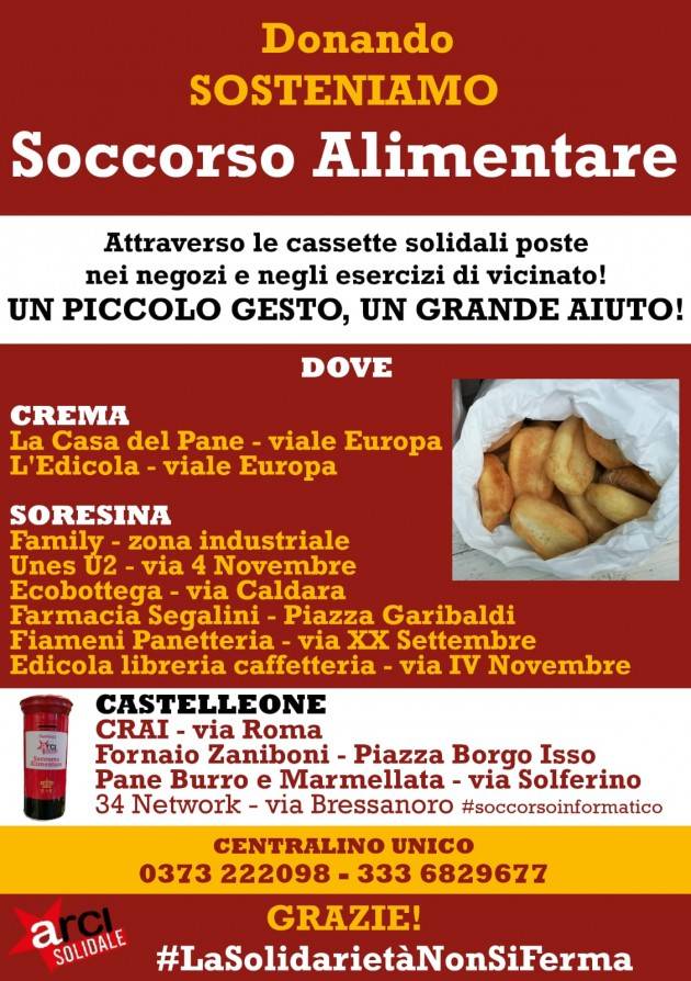 ARCI SOLIDALE:  a Crema, Castelleone e Soresina