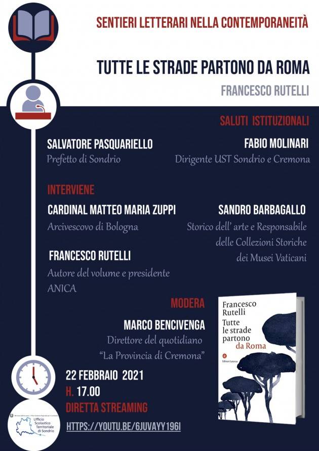 UST Cremona Rutelli ospite di ‘Sentieri Letterari’ il 22 febbraio