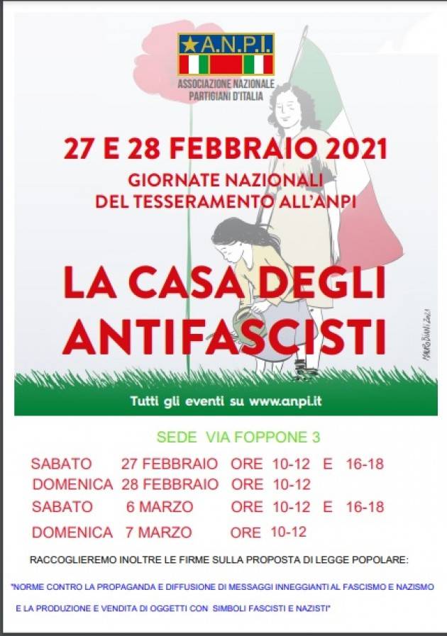 A.N.P.I.  CREMONA  27 E 28 FEBBRAIO 2021 GIORNATE NAZIONALE DEL TESSERAMENTO