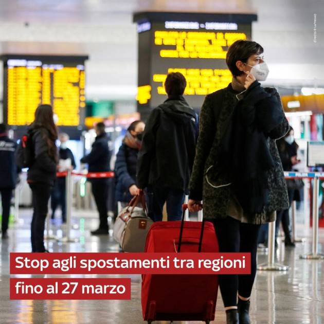 STOP AGLI SPOSTAMENTI FINO AL 27 MARZO 