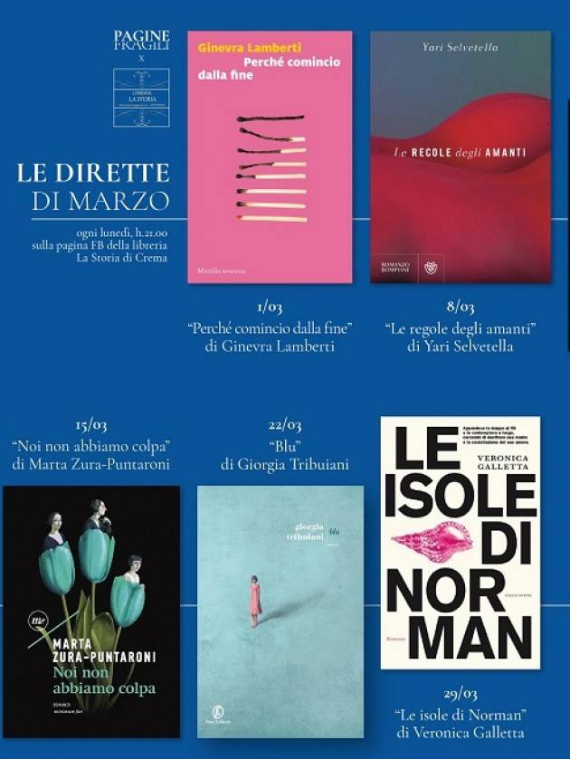 Crema Libreria La Storia  Le dirette di marzo