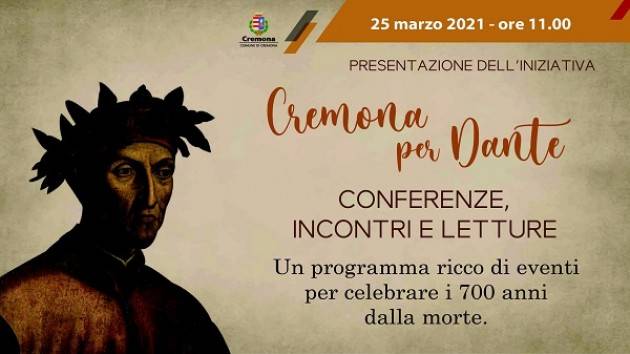 Comune di Cremona celebra Dante  Giovedì 25 marzo alle ore 11