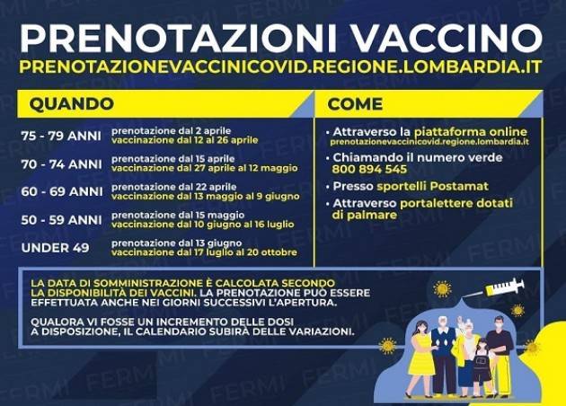 ASST CREMONA  Vaccinazioni Si parte oggi 2 aprile con prenotazioni per 75-79 anni