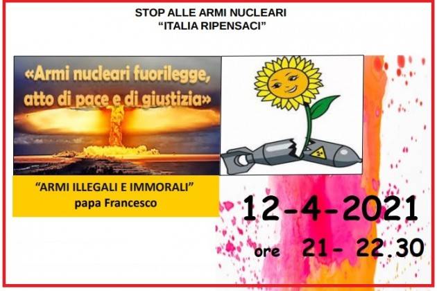 Pax Christi Cremona Armi nucleari fuori legge Incontro on line il 12 aprile