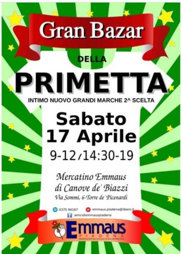 Emmaus TORNA PRIMETTA DI PRIMAVERA