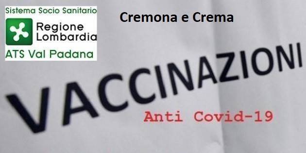 ATS Val Padana Cremona Totale vaccinati è pari a 120.797 al 21 aprile 2021