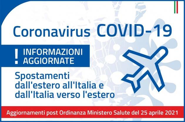 SPOSTAMENTI DA E PER L’ESTERO: IN VIGORE LA NUOVA ORDINANZA