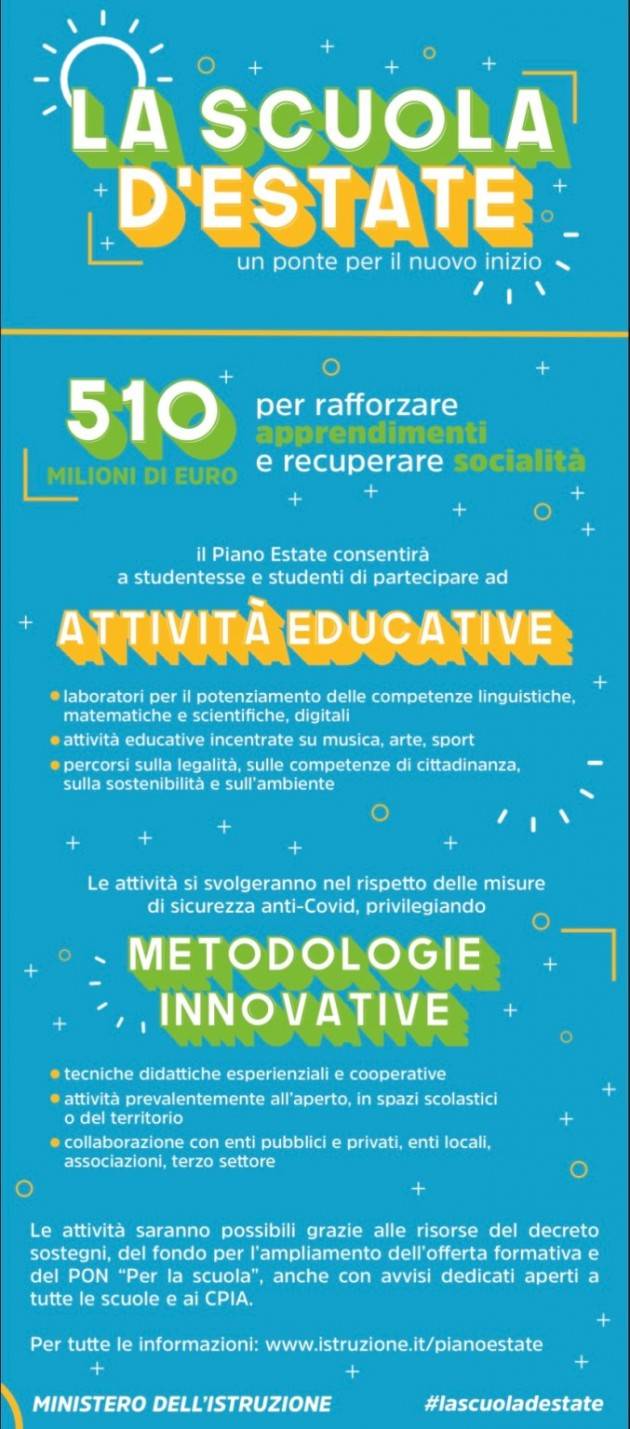 A SCUOLA ANCHE D'ESTATE PER RECUPERARE LA SOCIALITA'