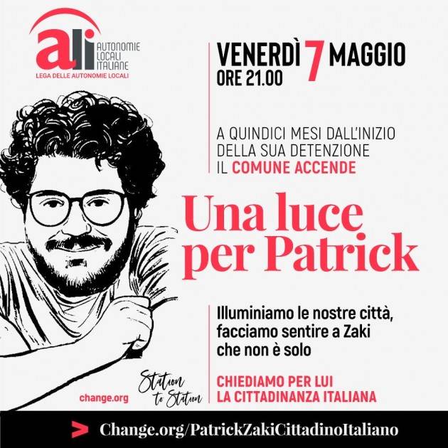 Crema il 7 maggio illuminazione palazzo comunale per Patrick Zacki