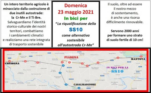 In bici per riqualificazione della SS10 alternativa autostrada Cr-Mn’