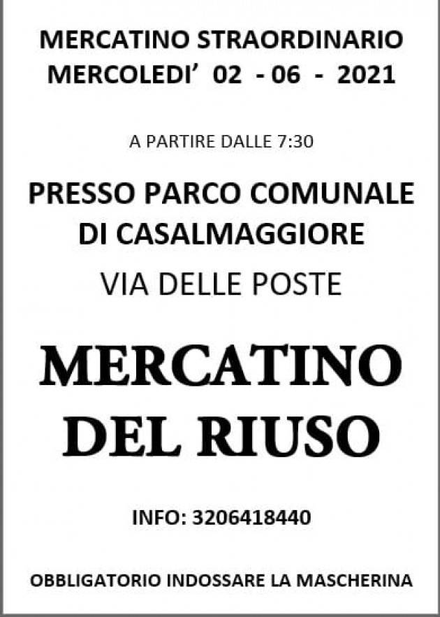  Casalmaggiore il 2 giugno 2021ritorna il mercatino del riuso