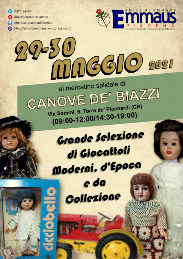 VENDITA SPECIALE DEL GIOCATTOLO AL MERCATINO EMMAUS DI CANOVE DE’ BIAZZI