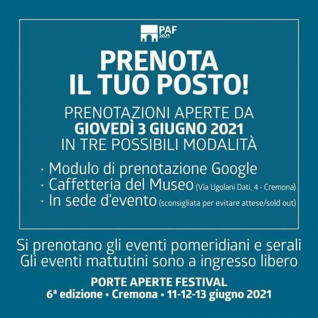 Il programma  e le modalità di accesso  del Porte Aperte Festival 2021