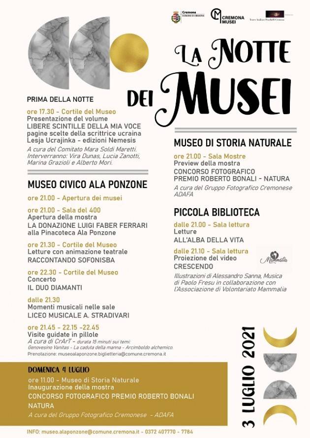 Cremona Sabato 3 luglio c’è la Notte dei Musei