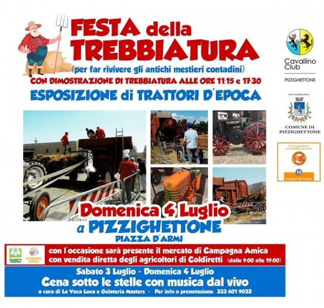 Coldiretti Festa della trebbiatura domenica a Pizzighettone