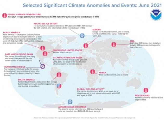 Giugno 2021 è stato il quinto giugno più caldo mai registrato. Ma la temperatura continentale è stata la più alta di sempre