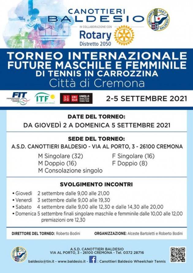 Cremona Canottieri Baldesio Wheelchair Tennis ricorda torneo tennis in carrozzina