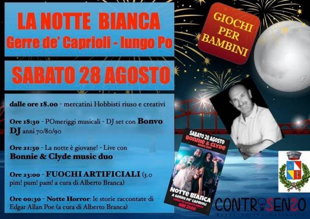 Domani sera musica e fuochi artificiali per la 'Notte bianca' a Gerre de' Caprioli