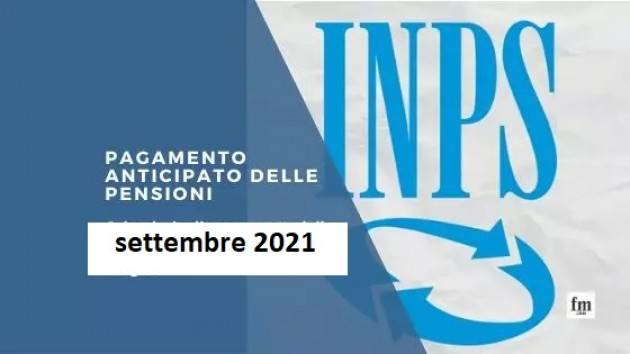 INPS Cremona Anticipo del pagamento delle pensioni per il mese di settembre 2021