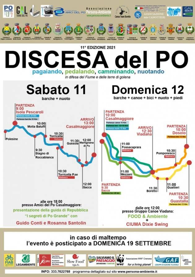 Discesa del Po 2021 - 11° Edizione Sabato 11 e Domenica 12 settembre