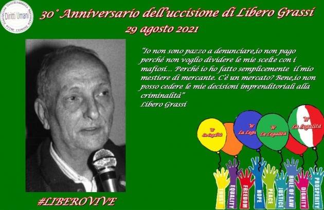 CNNDU Commemorazione uccisione di Libero Grassi nel 30° Anniversario 29/08/1991