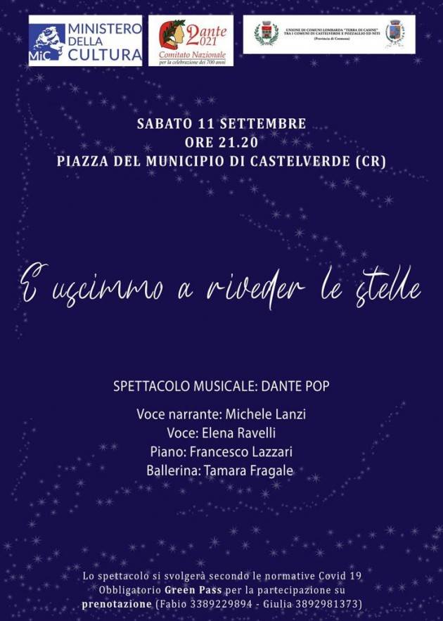‘E uscimmo a riveder le stelle’ serata musicale a Castelverde
