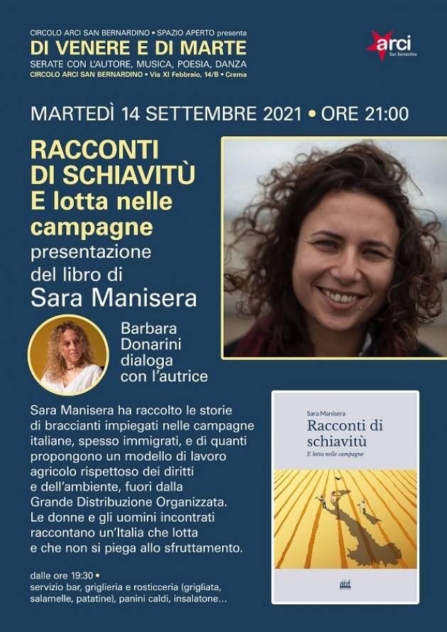 Crema Libro Sara Manisera 'Racconti di schiavitù e lotta nelle campagne'